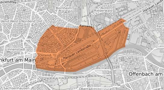 Mietspiegelkarte Frankfurt am Main Ostend